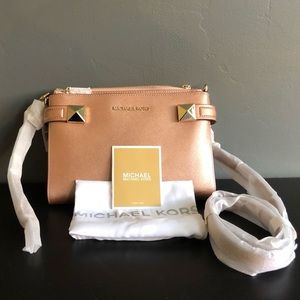 Michael Kors Karla Metallic Leather Crossbody. NWT